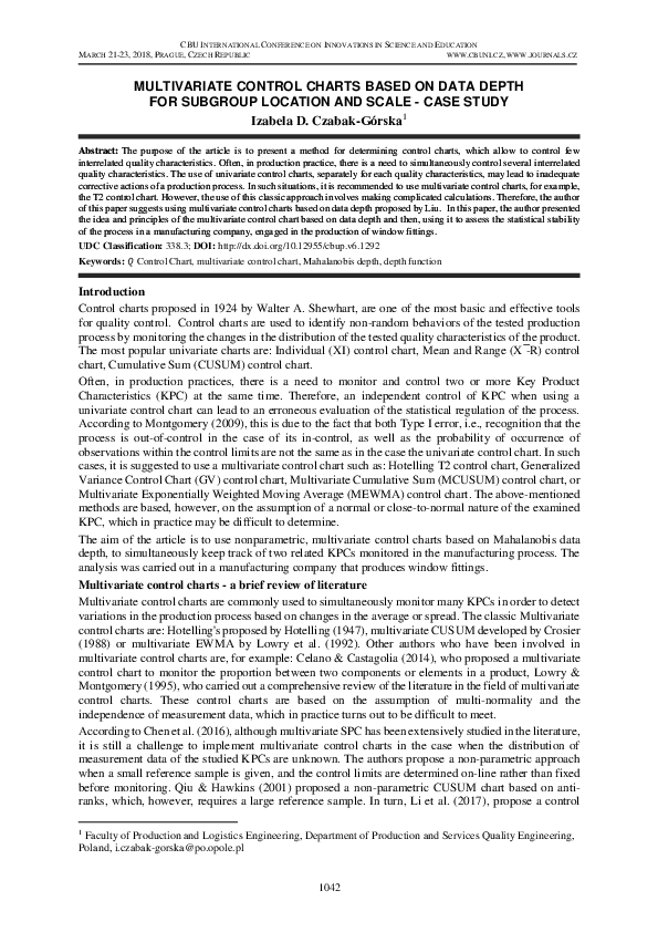 (PDF) Multivariate Control Charts Based on Data Depth for Subgroup ...