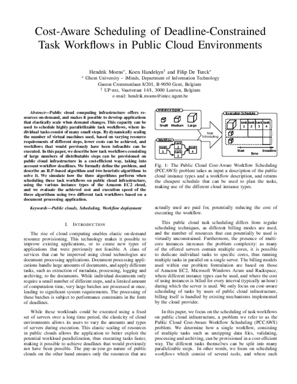 Cost-aware scheduling of deadline-constrained task workflows in public ...