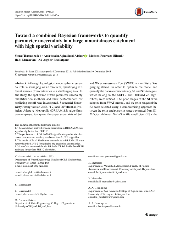 (PDF) Toward a combined Bayesian frameworks to quantify parameter ...