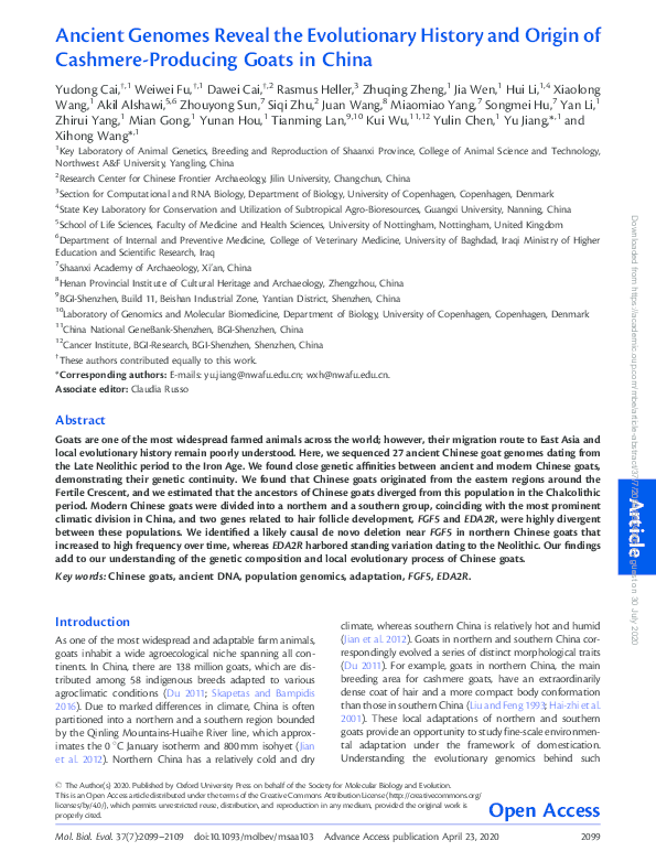 (PDF) Ancient Genomes Reveal the Evolutionary History and Origin of ...