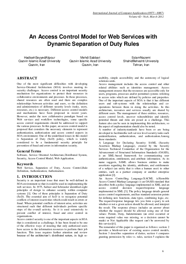 (PDF) An Access Control Model for Web Services with Dynamic Separation ...