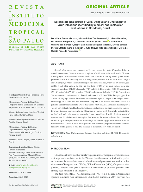 (PDF) Epidemiological profile of Zika, Dengue and Chikungunya virus ...