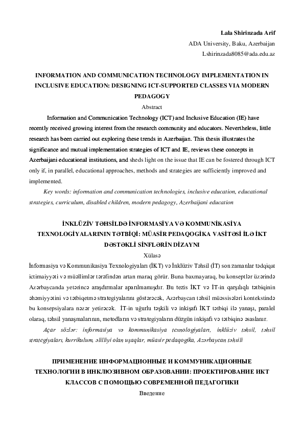 (PDF) INFORMATION AND COMMUNICATION TECHNOLOGY IMPLEMENTATION IN ...