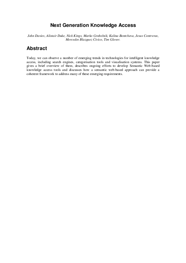 (PDF) Next generation knowledge access
