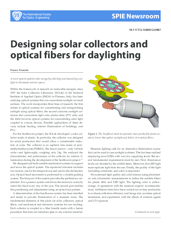 (PDF) Designing solar collectors and optical fibers for daylighting