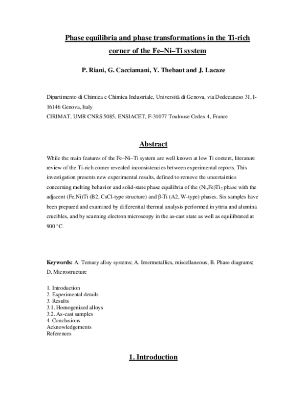 (PDF) Phase equilibria and phase transformations in the Ti-rich corner ...