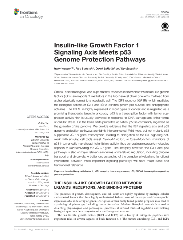 (PDF) Insulin-like Growth Factor 1 Signaling Axis Meets p53 Genome ...