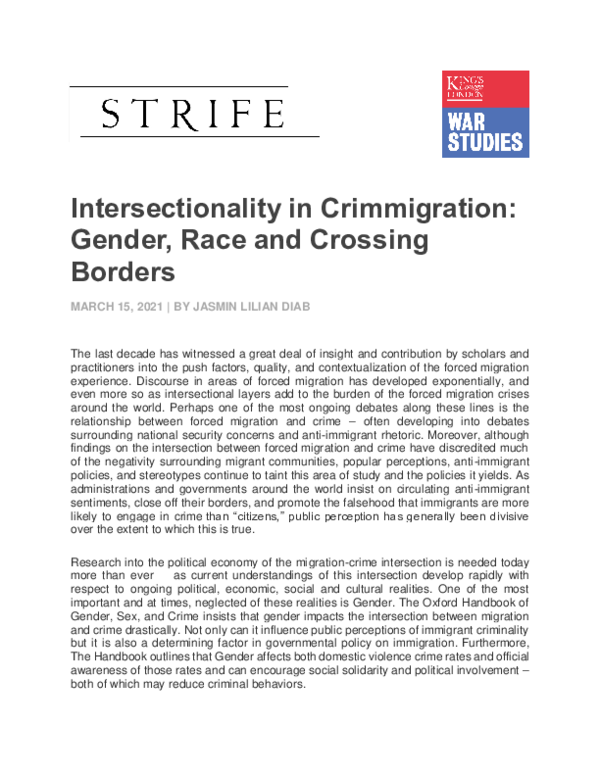(PDF) Intersectionality in Crimmigration: Gender, Race and Crossing Borders