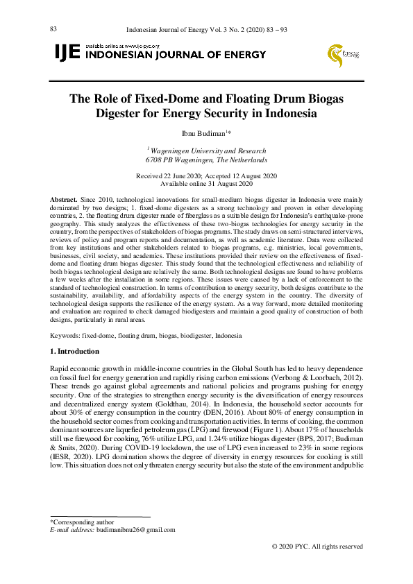(PDF) The Role of FixedDome and Floating Drum Biogas Digester for