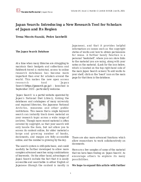 (PDF) Japan Search: Introducing a New Research Tool for Scholars of ...
