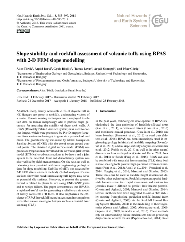 (PDF) Slope stability and rockfall assessment of volcanic tuffs using ...