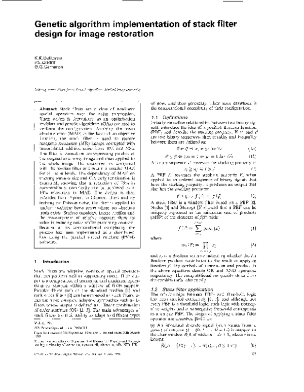 (PDF) Genetic algorithm implementation of stack filter design for image ...