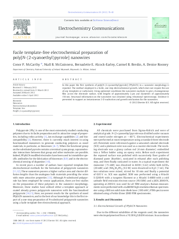 (PDF) Facile templatefree electrochemical preparation of poly[N(2