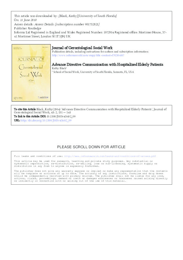 (PDF) Advance Directive Communication Practices