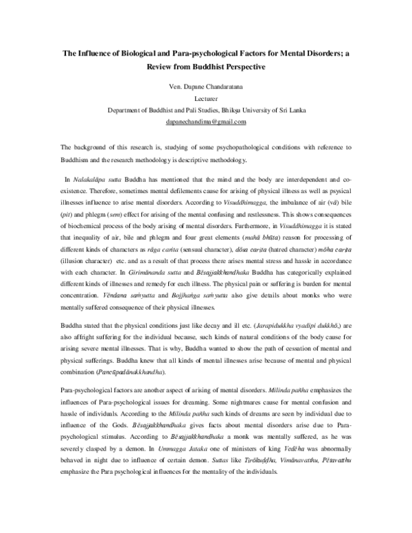 (PDF) The Influence of Biological and Para-psychological Factors for ...