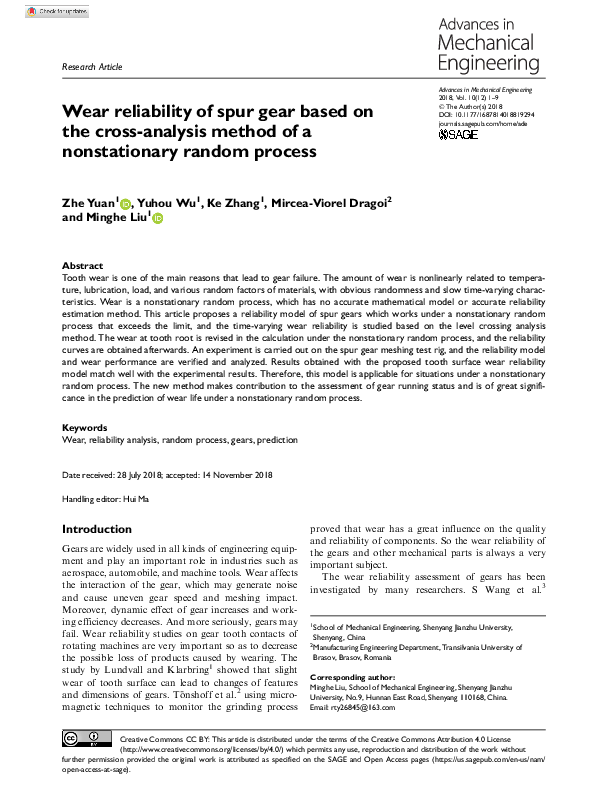 (PDF) Wear reliability of spur gear based on the cross-analysis method ...