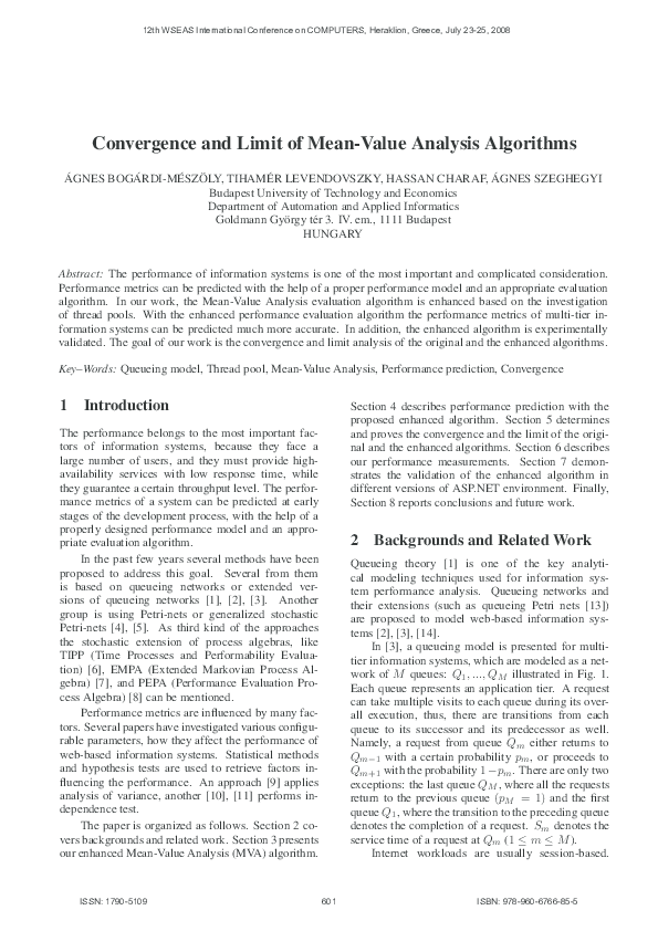 (PDF) Convergence and limit of mean-value analysis algorithms