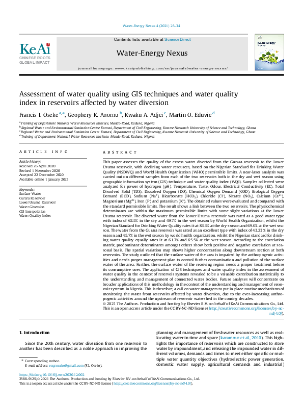 (PDF) Assessment of water quality using GIS techniques and water ...