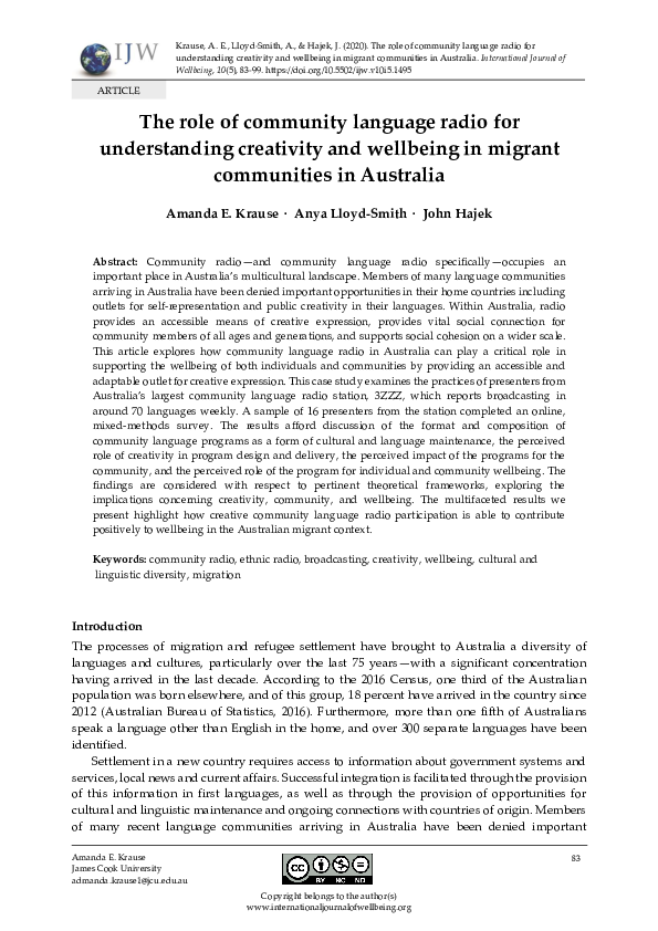 (PDF) The role of community language radio for understanding creativity ...