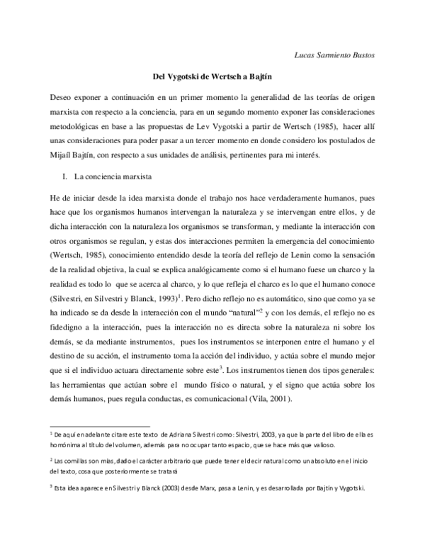 (PDF) Del Vygotski de Wertsch al Bajtín
