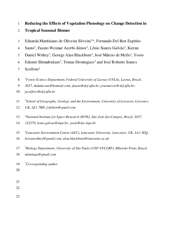 (PDF) Reducing the effects of vegetation phenology on change detection ...