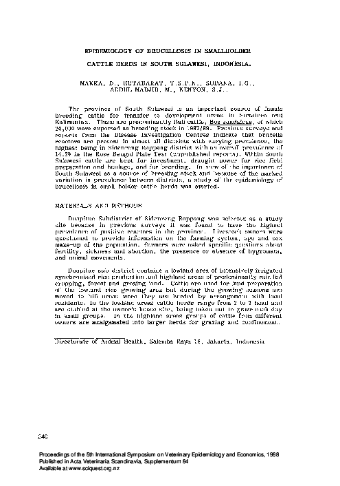 (PDF) Epidemiology of brucellosis in smallholder cattle herds in South ...