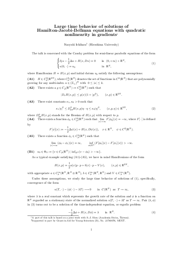 (PDF) Large Time Behavior of Solutions of Hamilton--Jacobi--Bellman ...