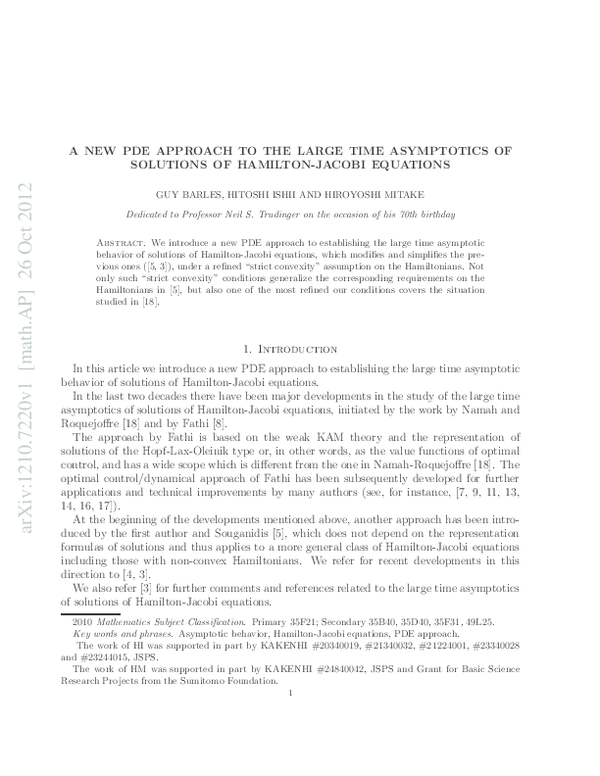 (PDF) A new PDE approach to the large time asymptotics of solutions of ...