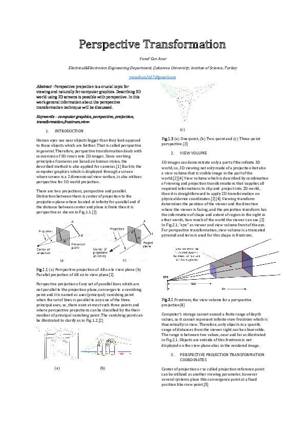 (PDF) Perspective Transformation