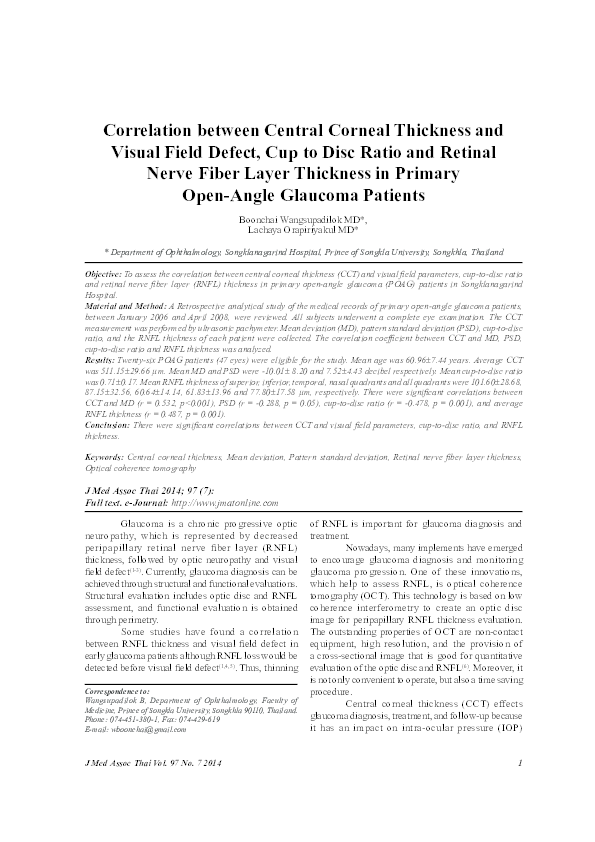(PDF) Correlation between central corneal thickness and visual field ...