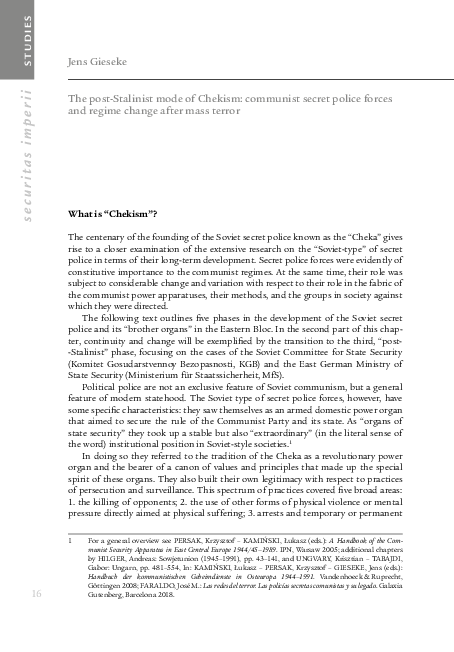 (PDF) The post-Stalinist mode of Chekism: communist secret police ...