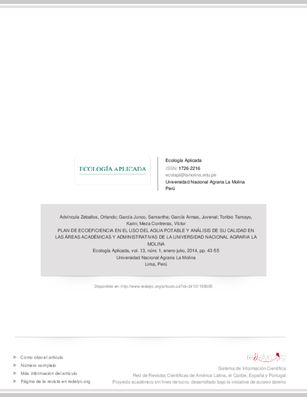 (PDF) Plan De Ecoeficiencia en El Uso Del Agua Potable y Análisis De Su ...