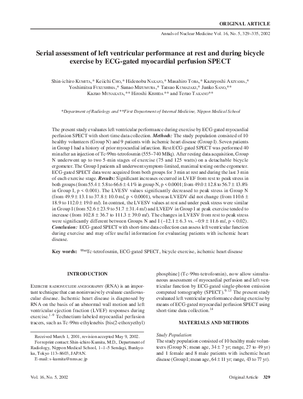 (PDF) Serial assessment of left ventricular performance at rest and ...