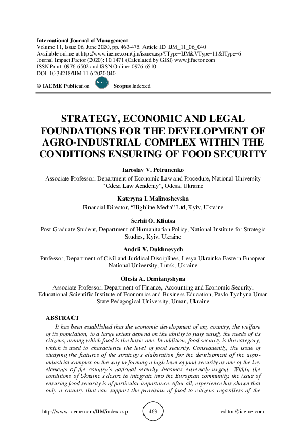(PDF) STRATEGY, ECONOMIC AND LEGAL FOUNDATIONS FOR THE DEVELOPMENT OF ...