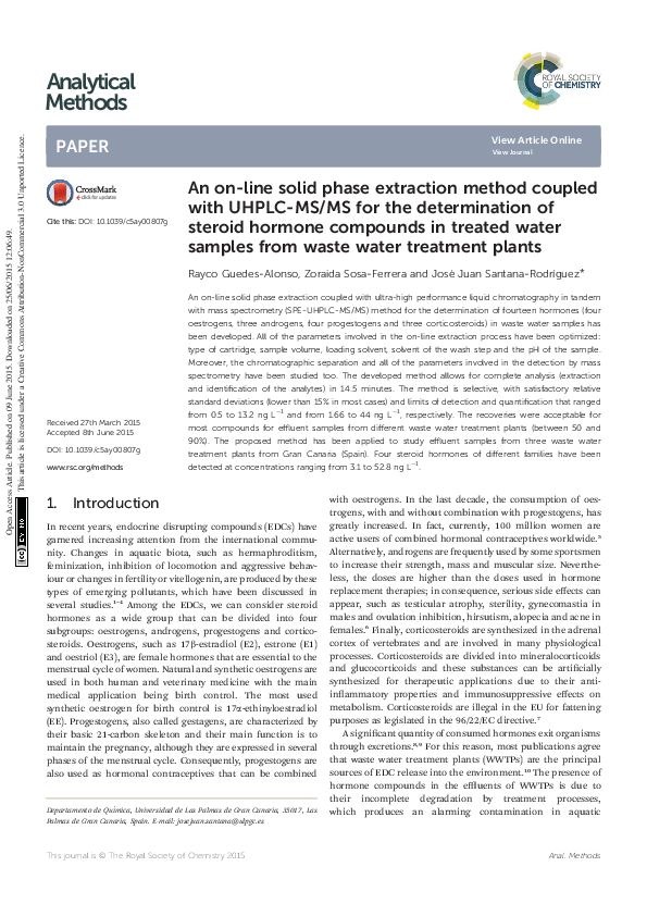 (PDF) OnLine Solid Phase Extraction Method Coupled with UhplcMS/MS
