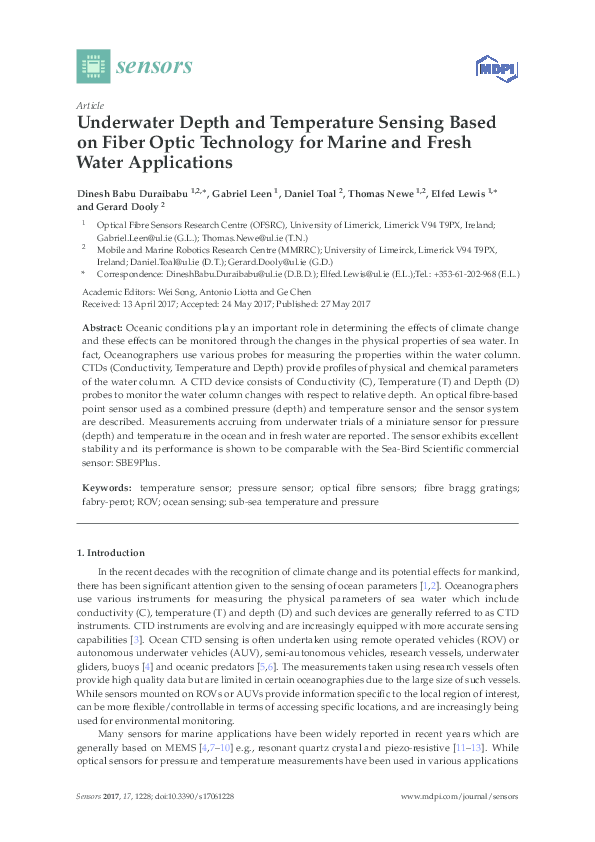 (PDF) Underwater Depth and Temperature Sensing Based on Fiber Optic ...