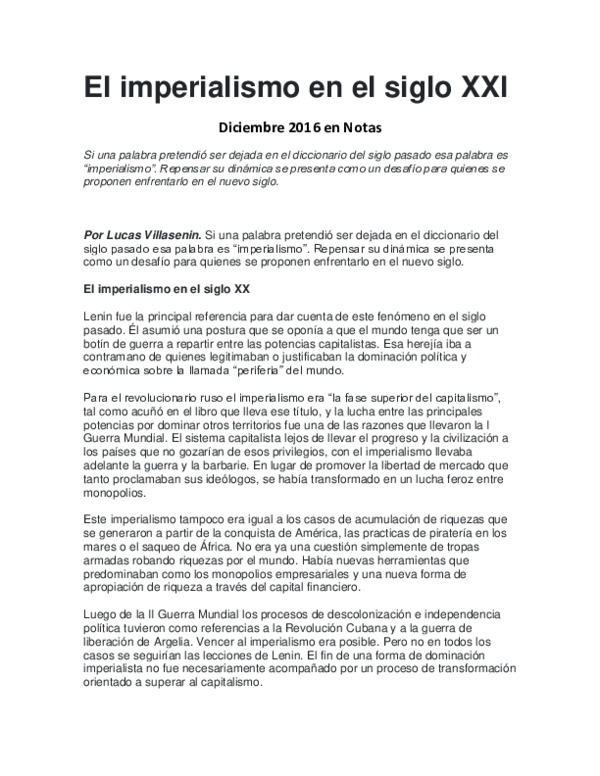 (PDF) El imperialismo en el siglo XXI