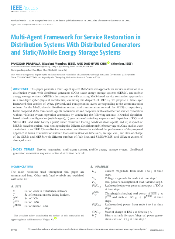 (PDF) Multi-Agent Framework for Service Restoration in Distribution ...