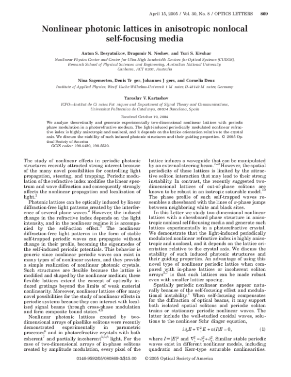 (PDF) Nonlinear photonic lattices in anisotropic nonlocal self-focusing ...