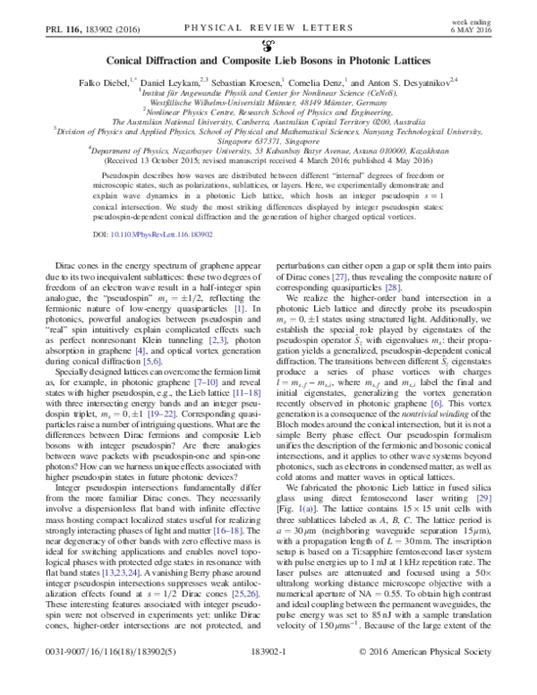 (PDF) Conical Diffraction and Composite Lieb Bosons in Photonic Lattices