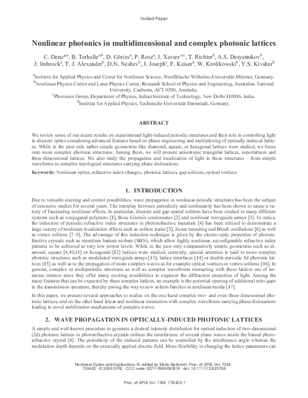 (PDF) Nonlinear photonics in multi-dimensional and complex photonic ...
