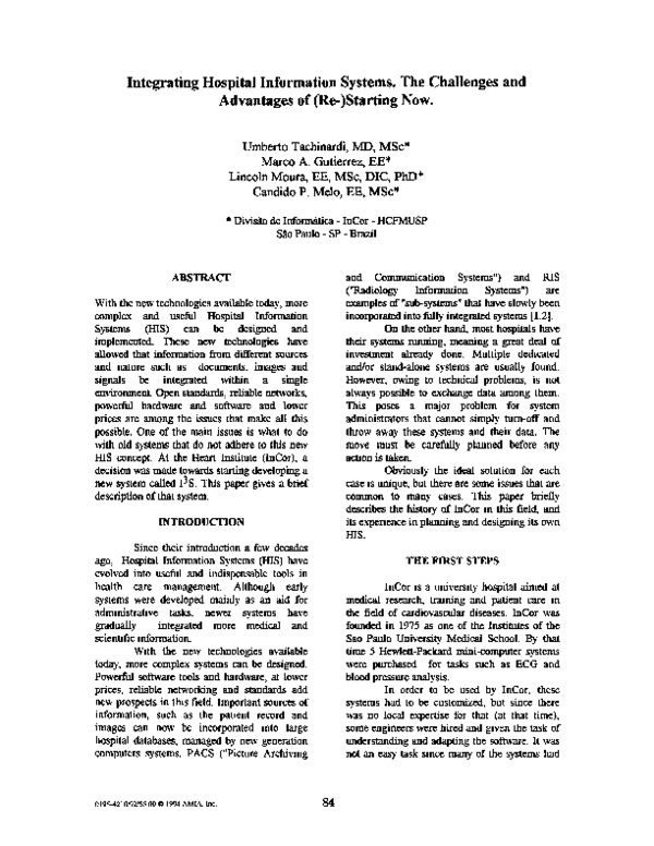 (PDF) Integrating Hospital Information Systems. The challenges and ...