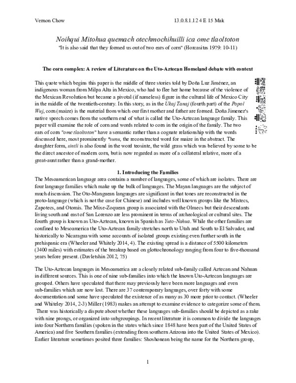 (PDF) The corn complex: A review of Literature on the Uto-Aztecan ...