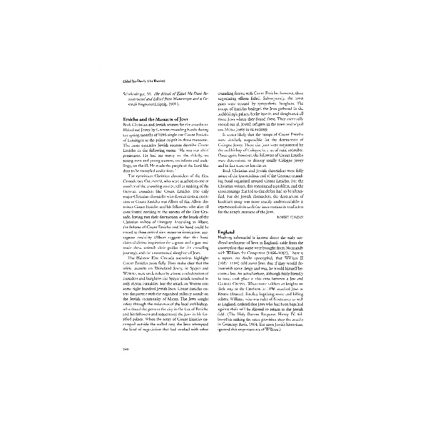Norman Roth, “England,” in Norman Roth, ed., Medieval Jewish Civilization: An Encyclopedia (New York and London: Routledge, 2003), 240-245