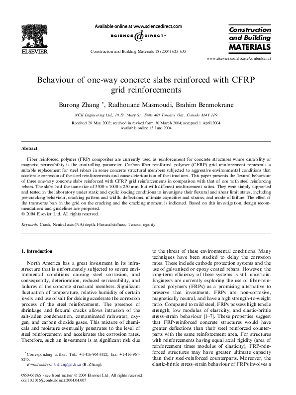 (PDF) Behaviour of one-way concrete slabs reinforced with CFRP grid ...