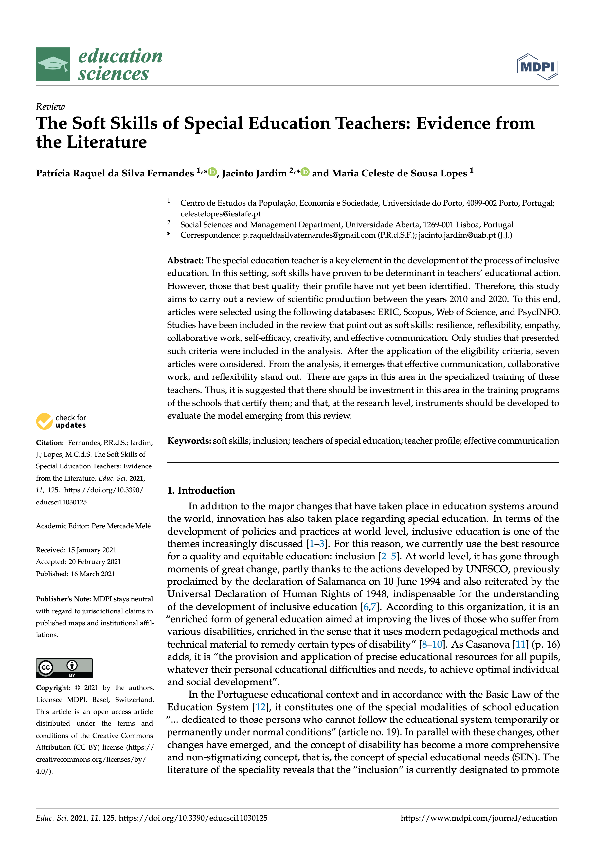 (PDF) The Soft Skills of Special Education Teachers: Evidence from the ...