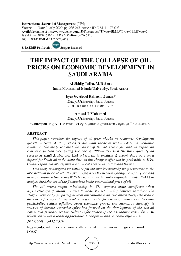 (PDF) THE IMPACT OF THE COLLAPSE OF OIL PRICES ON ECONOMIC DEVELOPMENT ...