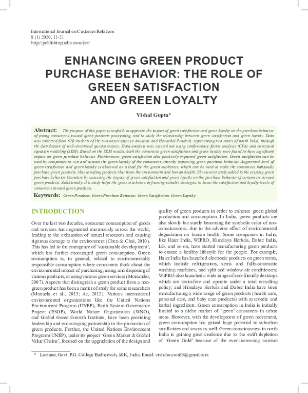 (PDF) Enhancing Green Product Purchase Behavior: The Role of Green ...