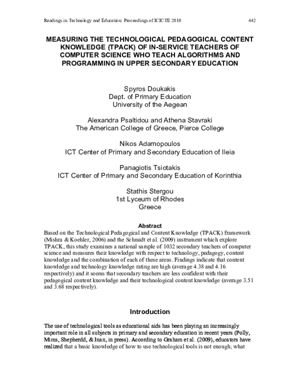 (PDF) Measuring the technological pedagogical content knowledge (TPACK ...