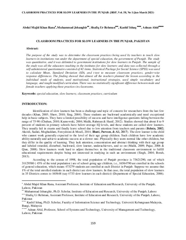 Teachers And Slow Learners Research Papers Academia Edu